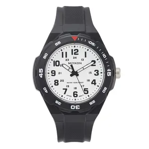 Miykon Black Analog Sports Dive Watches for Men – 100M Waterproof Watch with Rotating Bezel, Tactical Swiss Army Field Watch with Military Time – Lightweight Shockproof Resin, Japanese Quartz