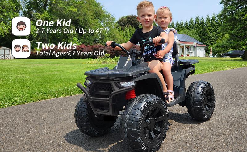 Hikiddo 24V Ride on Toys, Kids ATV 4-Wheeler for Big Kids with 2 Seater, 400W Motor, Bluetooth