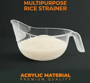 Modern Clear Rice Strainer Bowl – Multi-Purpose Draining Basket with Handle for Kitchen Food Prep & Washing - Stylish Transparent Colander