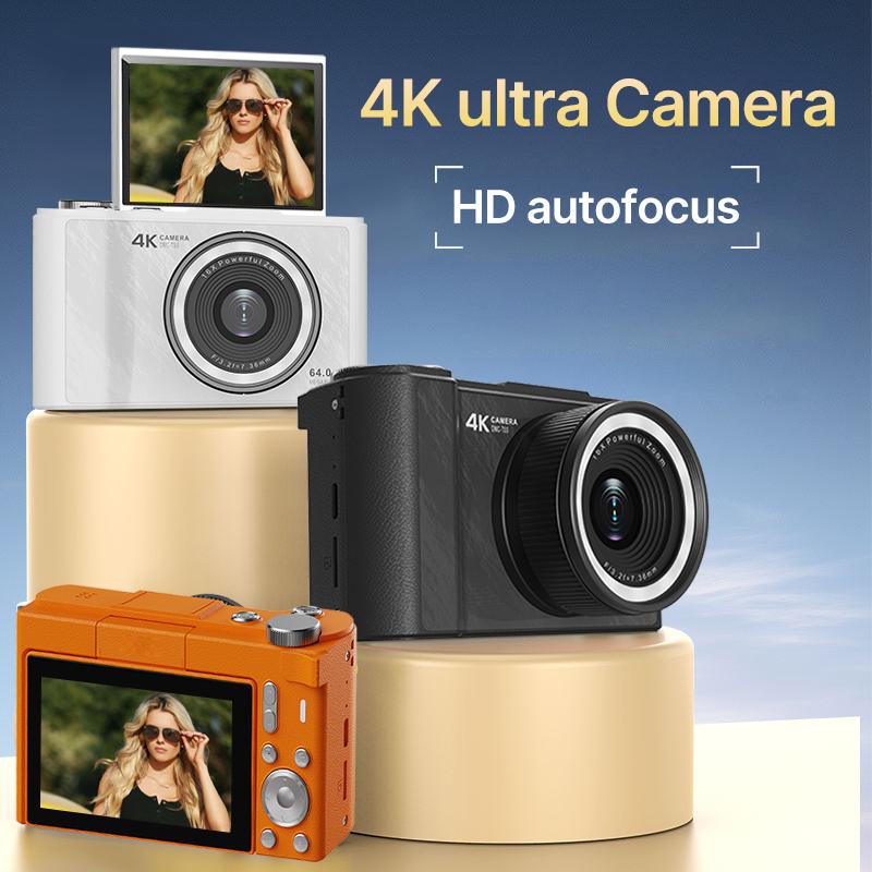 4K Photo Digital Camera - Autofocus Vlogging Camera with 64GB SD Card, WiFi, 18x Zoom, 3" 180° Flip Screen, Compact Travel Camera for Teens and Beginners Q5-Black