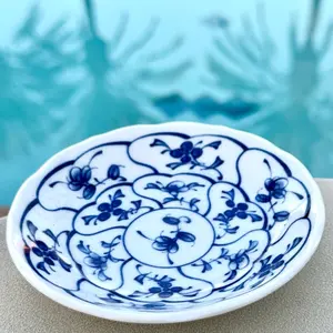 Vintage Style Blue and White Porcelain Lotus Plates - Set of 2 (Exquisite Hand-Painted Ceramics)