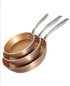 Gotham Steel Hammered Copper 3-Piece Ti-Cerama Nonstick Frying Pan Set for Cookware