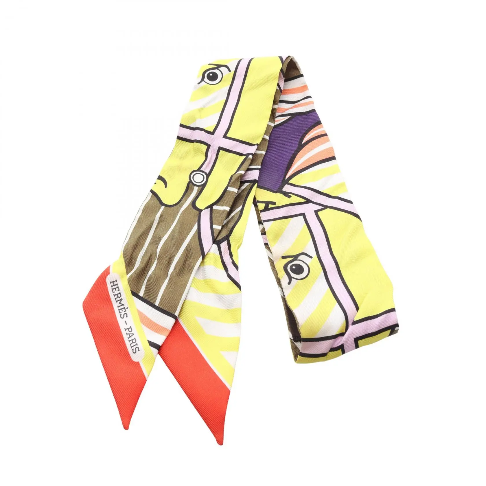 Pre-owned HERMÈS Silk Small Leather Goods Hermes Twilly QUADRIGE BAYADERE Scarf