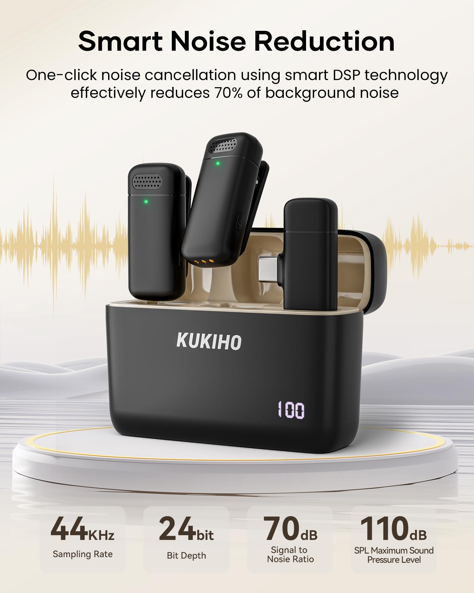 KUKIHO K6 wireless lavalier microphone is suitable for all mobile phones Type-C and ios, plug and play noise reduction wireless microphone