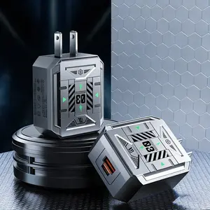 120W GaN Charger for iPhone & Android Cyber Grey/NeonPurple 120W Gaming Block 2-Port USB-C USB-A Ultra-Speed Fast Charge Compact Durable Cyberpunk Design for Cellphone & Gaming Devices - Electronic