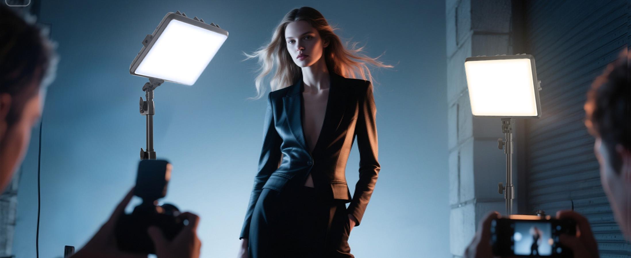 NiceVeedi Studio Light 2-Pack LED Video Light Kit with Tripod Stand & Phone Holder, 2800-6500K Dimmable, 73" Stream Light for Video Recording