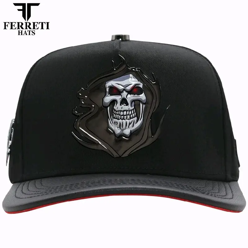 FERRETI HATS  FT130 THE SKULL black  Color Hat with Premium Material for Durability and Versatile Design