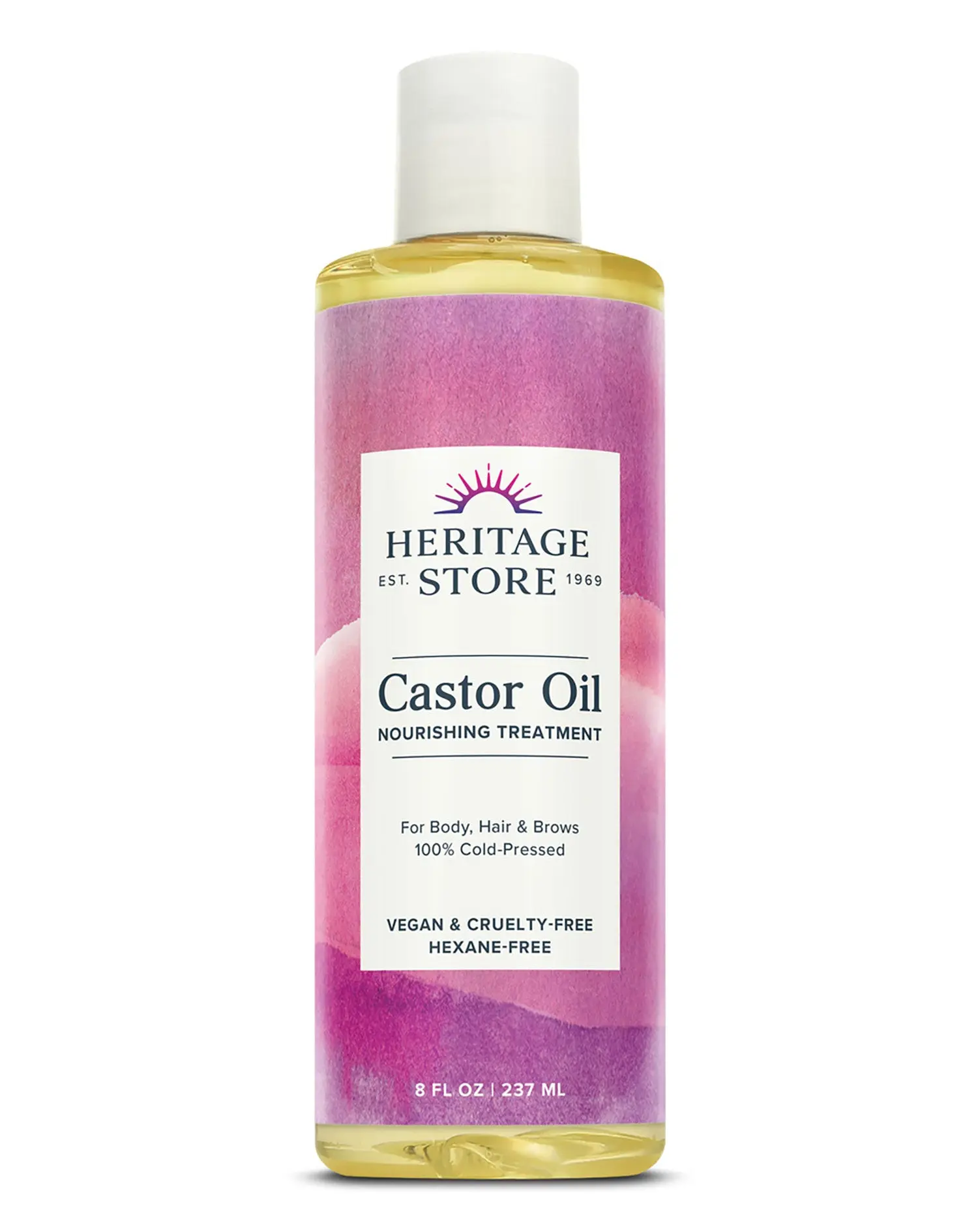 HERITAGE STORE Nourishing Cosmetic Treatment, Plant Based Oil to Moisturize Hair, Skin & Brows for Selfcare, Vegan & Cold-Pressed Body Care, 8 fl oz, Body Care Oil, Plant Based Oils