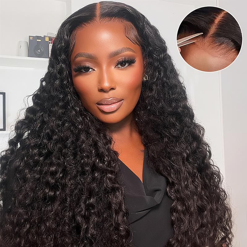 Pizazz Hair Water Wave Pre Cut Lace Pre Bleached Knots 8x5 HD Glueless Wigs Human Hair Wigs