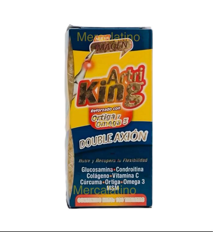 Artri KING Reforzado with Orthiga & Omega 3 Glucosamine Vitamin Turmeric Collagen 100 Tabs Mexico for Joint Health supplements eocute natural capsules