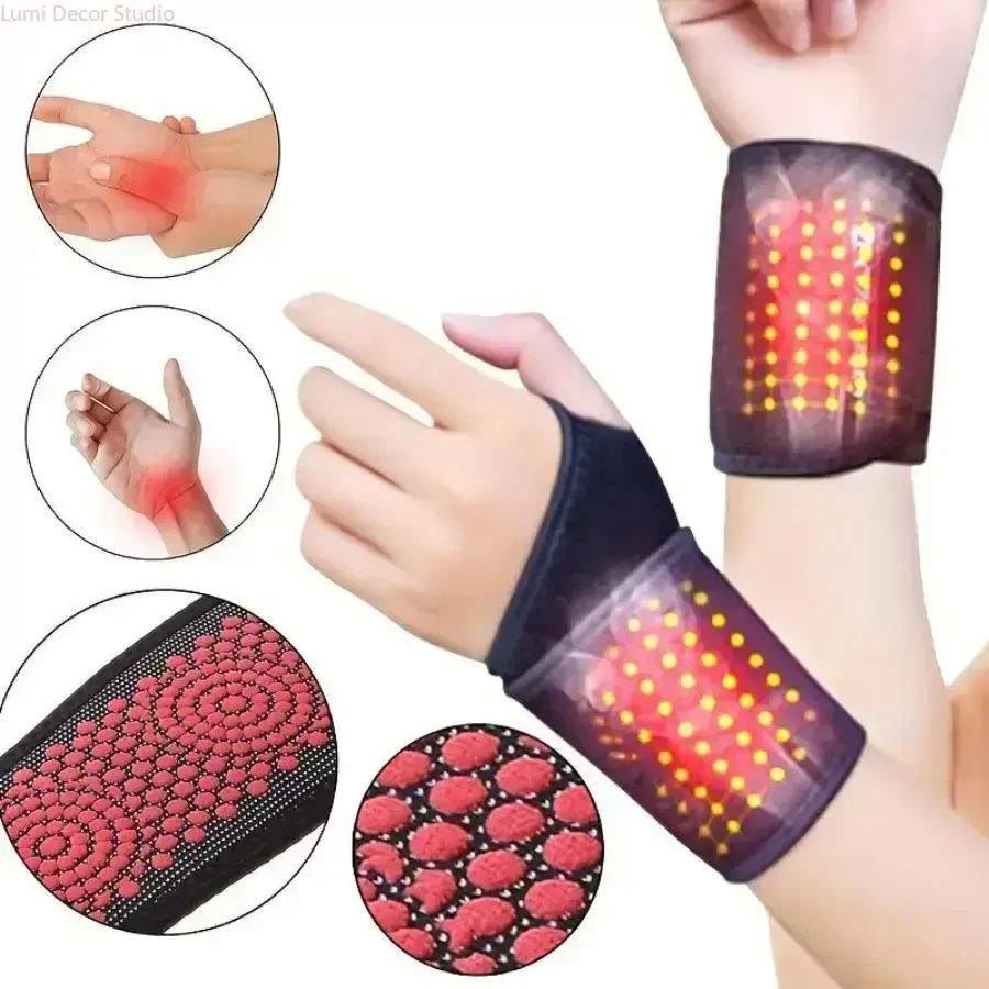 Self-Heating Tourmaline Wrist Brace, Therapy & Anti-Injury Compressive Protective Gear, Adjustable Support for Carpal Tunnel, Arthritis Pain, Muscle Soreness & Sleeping Use