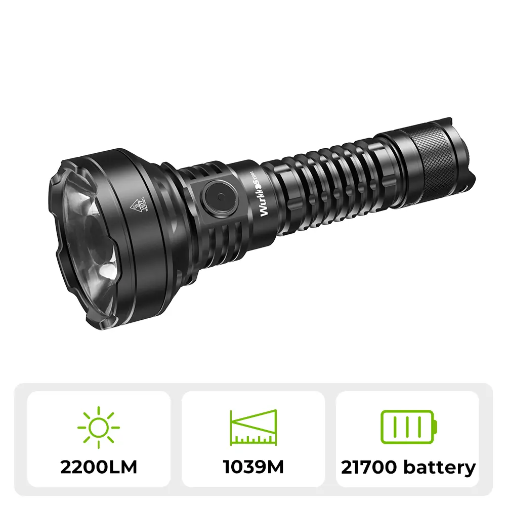 Wurkkos TD01C High Lumen Brightness LED Rechargeable Flashlight - 2200lm, 1x Luminus SFT40, USB-C Rechargeable, 21700 5000mAh Lithium Ion Battery, 700-Hour Life, 1x PMMA Lens Portable Handheld Flashlight, Camping Hiking Light, Aluminium Outdoor Gadget, Ou