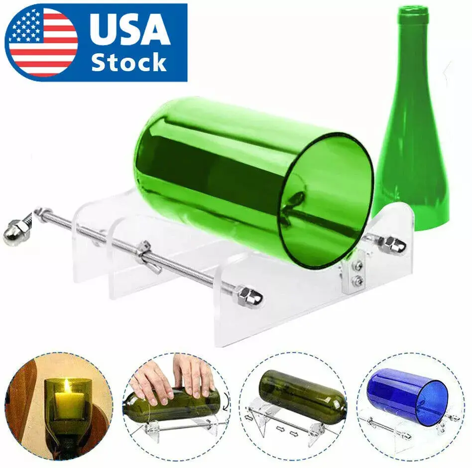 Glass Bottle Cutter Kit - DIY Craft with Beer Wine Jar Cutting Machine, Recycle Tools, US