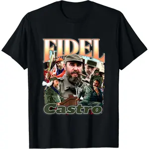 100% Cotton Cuban Revolutionary Fidel Castro Communist Propaganda Latin T-Shirt