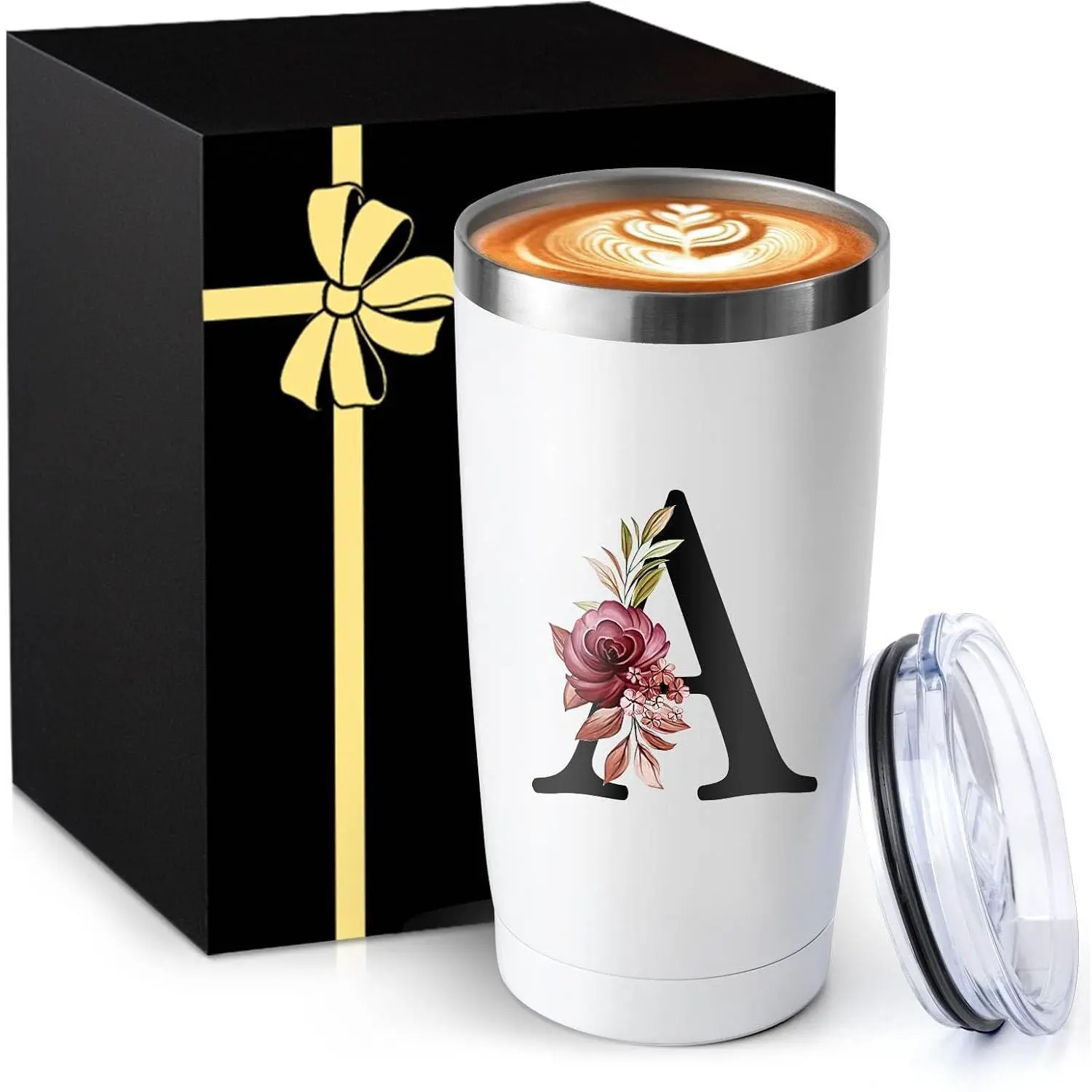 20oz Stainless Steel Insulated Portable Travel Tumbler, Leakproof Cruiser Cup with Lid, Custom Letter Reusable Thermal Mug - Dishwasher Safe, Temperature Control, Fits Cup Holders, Car Interior Decoration, Women's Cool Camping Gift