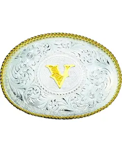 Montana Silversmiths Unisex Engraved Initial V Western Belt Buckle - 700V