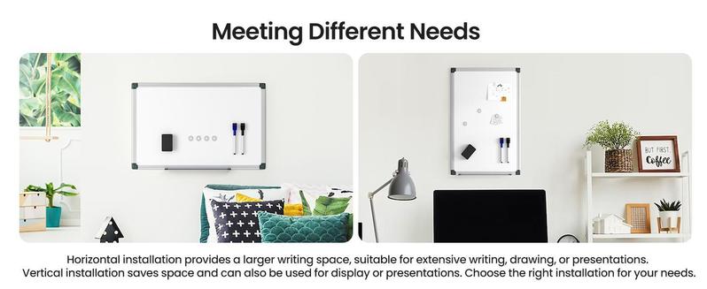 Magnetic White Board Kit for Wall 36" x 24",1 Dry-Erase Eraser&2 markers Markers&4 Magnetic Pins, Sliver Reinforced Aluminum Frame Magnetic White Board Kit for Wall 36" x 24",1 Dry-Erase Eraser&2 markers Markers&4 Magnetic Pins, Sliver Reinforced Aluminum Frame