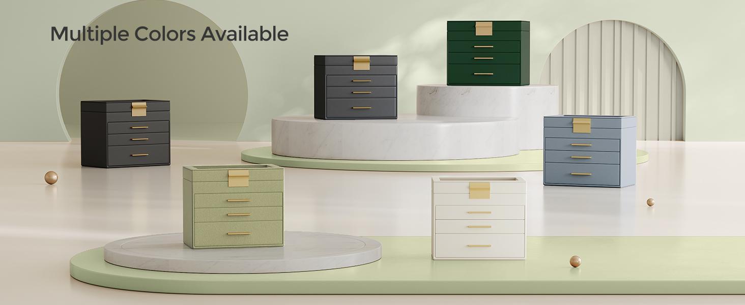 SONGMICS HOME Jewelry Box with Glass Lid, 4-Layer Jewelry Organizer, 3 Drawers, for Sunglasses, Jewelry Storage, Modern Style SONGMICS HOME Jewelry Box with Glass Lid, 4-Layer Jewelry Organizer, 3 Drawers, for Sunglasses, Jewelry Storage, Modern Style