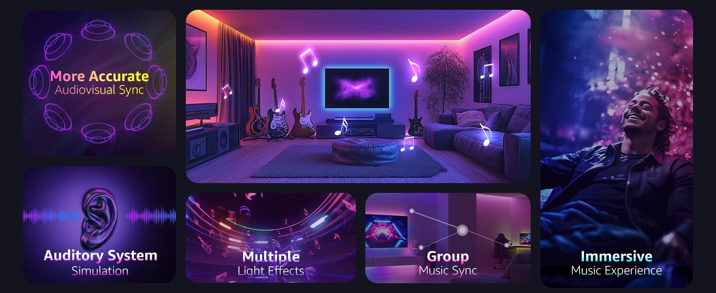 Lepro SE1 AI Smart LED Strip Lights - 16.4-65.6ft RGB Color Changing Light Strips with APP Control, AI Generated Lighting, Music Sync, 2.4GHz Wi-Fi & Bluetooth LED Lights for Home Decor (No Remote)