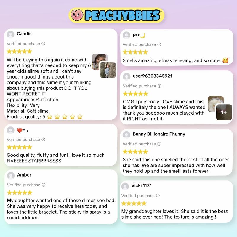 PEACHYBBIES: 4-Pack Bestsellers Slime Bundle - Premium Scented Slimes, ASMR, Stress Relief, Fidget Toys, Cloud Dough, Bingsu, Butter, Cotton Slime - 4oz