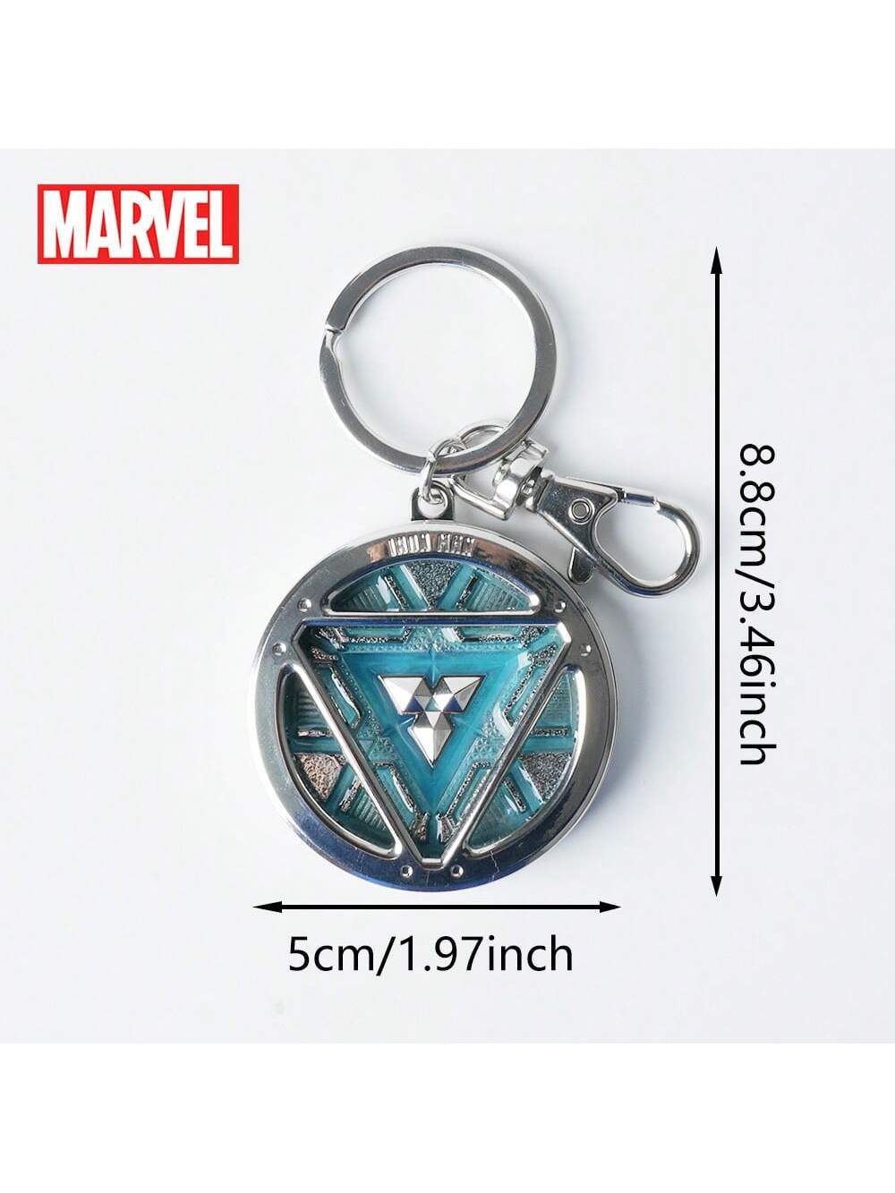 Marvel Iron Man Arc Reactor Doctor Strange Eye of Agamotto Metal Alloy Keychain 1pc Official License Colored Time Stone Container Pewter Keyring Glow in the Dark Power Core Bag Clip Pendant 3D Design Drop-proof Durable Accessory Collection Avengers Gift