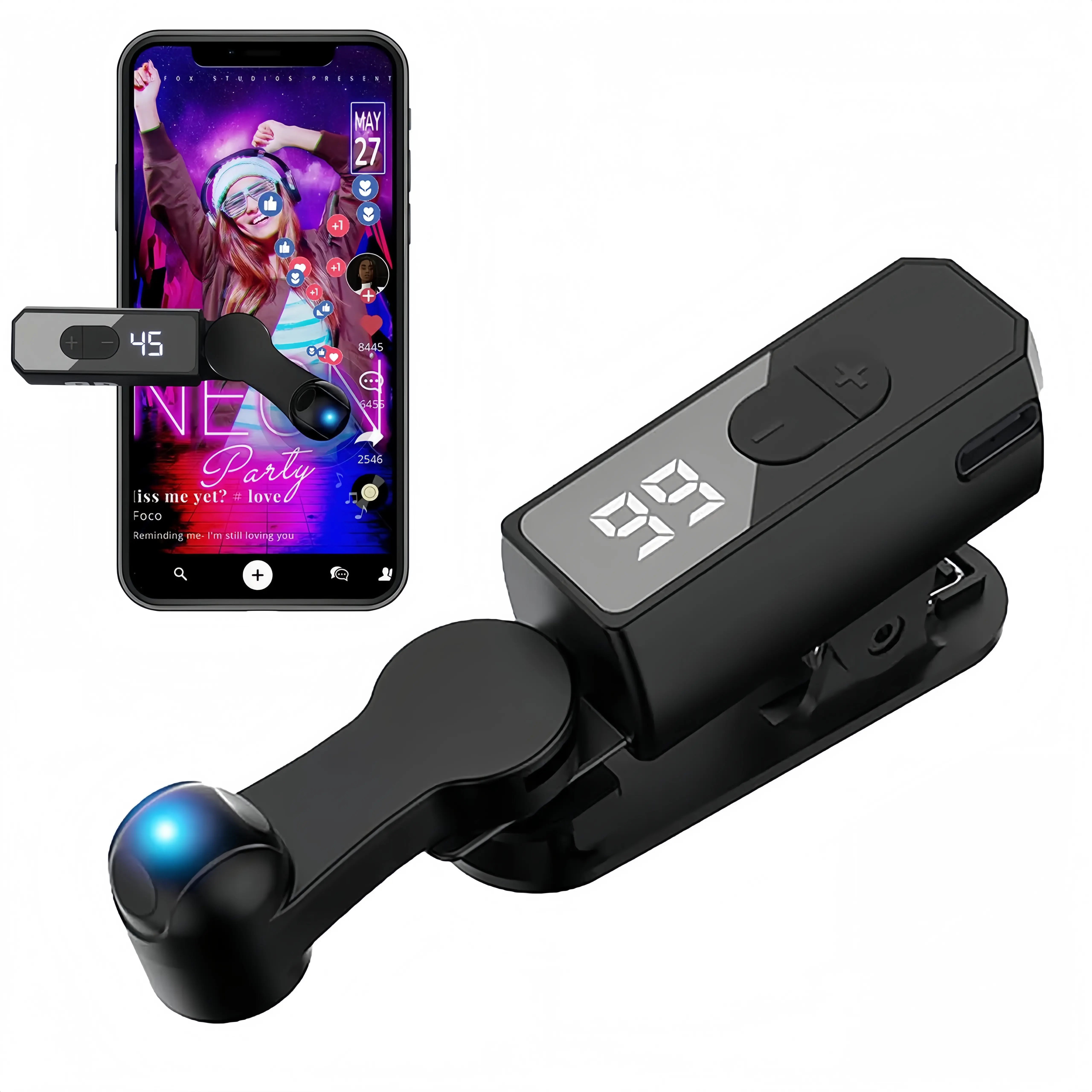 Auto Clicker for Smartphone, Smart Screen Tapper with Digital Display, 108 Adjustable Speeds, Silent Clip-on Auto Tapper for TikTok Live Likes, Mobile Gaming, E-book Reading