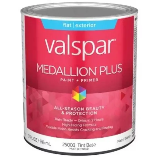 Valspar 028.0025003.005 1 Qt Medallion Plus Acrylic Latex House Trim Paint + Primer, High-Hiding, Mildew-Resistant, Rain Ready Fast, Resists Cracking & Peeling, For Exterior Wood-Metal Siding