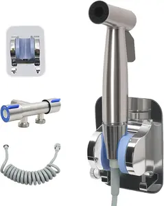 Handheld Bidet Sprayer with 304 Stainless Steel Nozzle Telescopic 2M EPDM Hose Adjustable Water Pressure Control for Toilet Tank Wall Installation Ideal for Hygiene & Diaper Spraying