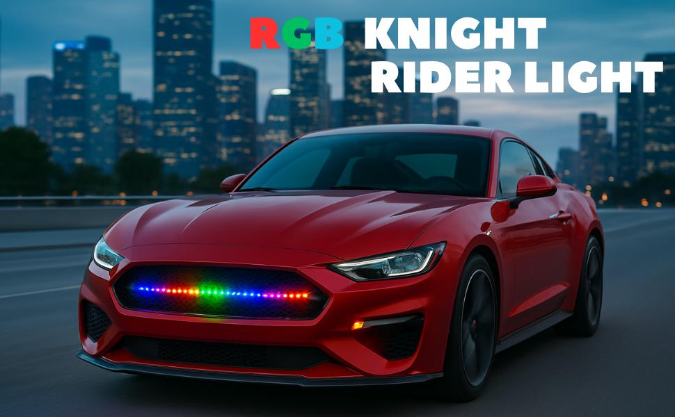 DIBMS RGB LED Knight Rider Scanner Light Strip 22'' 48-SMD Multicolored LED Flash Strobe Grille Light Car Truck Interior Exterior Lighting