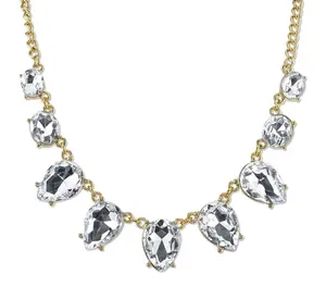 Clear Crystal Faceted Collar Necklace 16" + 3" Extender