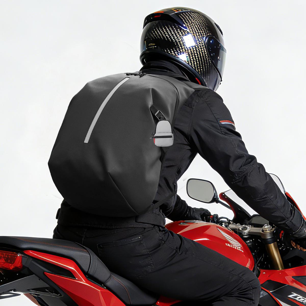 Motorcycle Backpack Large Capacity for Men & Women, Waterproof Urban Travel Backpack with Helmet Bag, Reflective Laptop Backpack for Riding, Commuting, and Outdoor Use