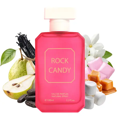 Rock Candy Eau de Parfum Natural Spray 100ml - Pink Bottle with White Cap, 3.3fl.oz, Fragrance for Women by Mys Scents