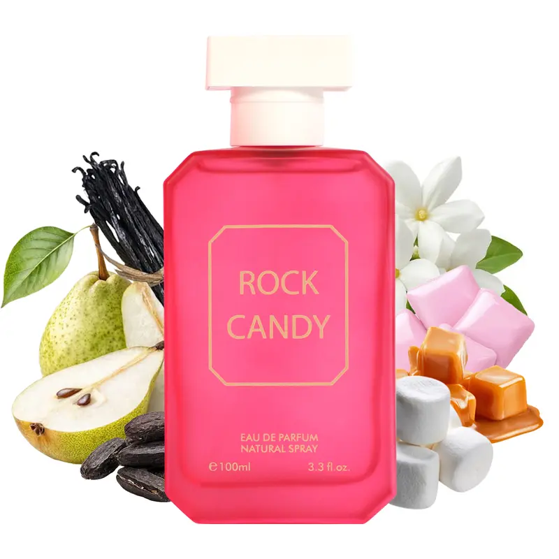 Rock Candy Eau de Parfum Natural Spray 100ml - Pink Bottle with White Cap, 3.3fl.oz, Fragrance for Women by Mys Scents
