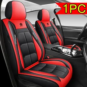 Premium PU Leather Car Seat Set - Red & Black, Comfortable & Durable, Universal Fit for Most Vehicles