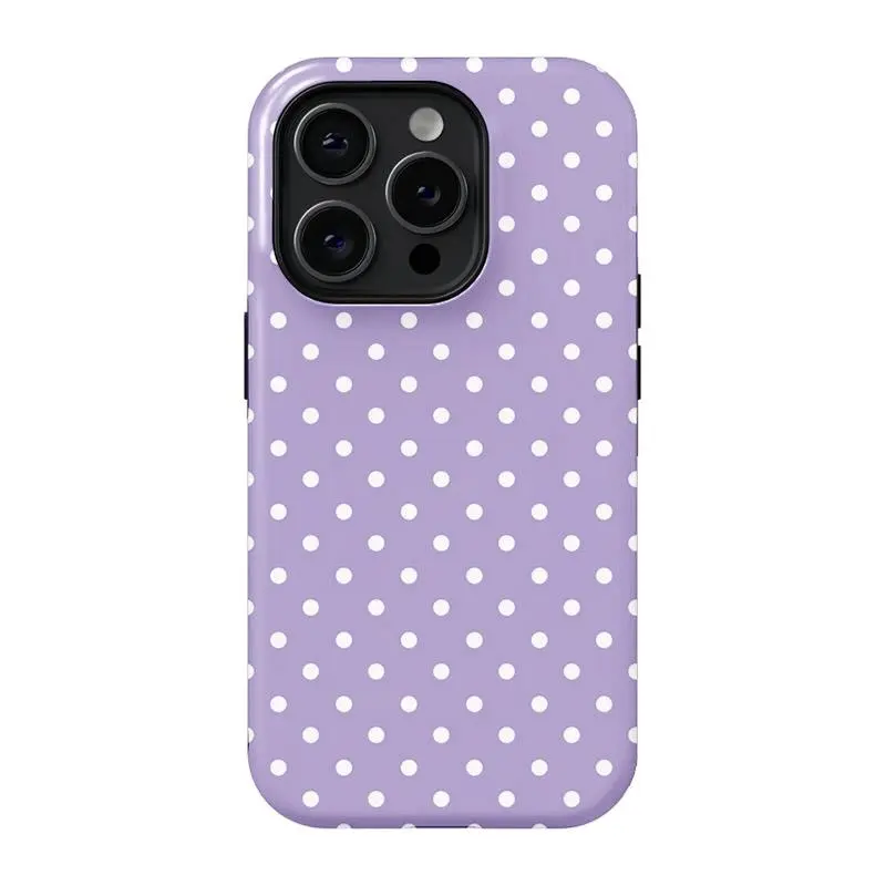 Purple Polka Dots Tough Phone Case: Ultimate Anti-Drop, Waterproof, Shockproof, Scratch-Resistant Full Protection with Glossy Finish for iPhone 11, 12, 13, 14, 15, 16, 17 Pro Max Plus.