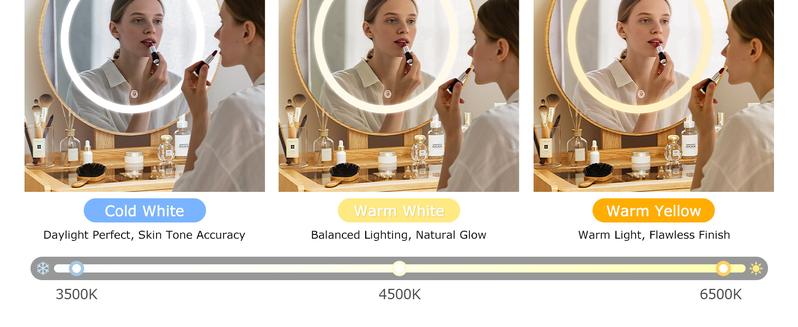 Small Wood Vanity Desk with Mirror & Lights Space-Saving Makeup Table with Drawers Adjustable Brightness Elegant Functional Vanity for Narrow Spaces