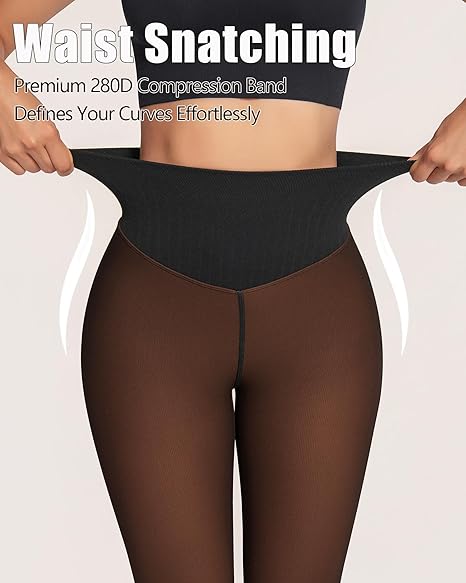 THE ORIGINAL! 4 SHADES·SIZE XS-3XL . MAGIC FLEECE LINED LEGGINGS·CLOSED FOOT(LOOKS LIKE PANTYHOSE) Winter Comfort Fleece Tights Available in Plus Size and Brown Fur Womenswear Bottoms