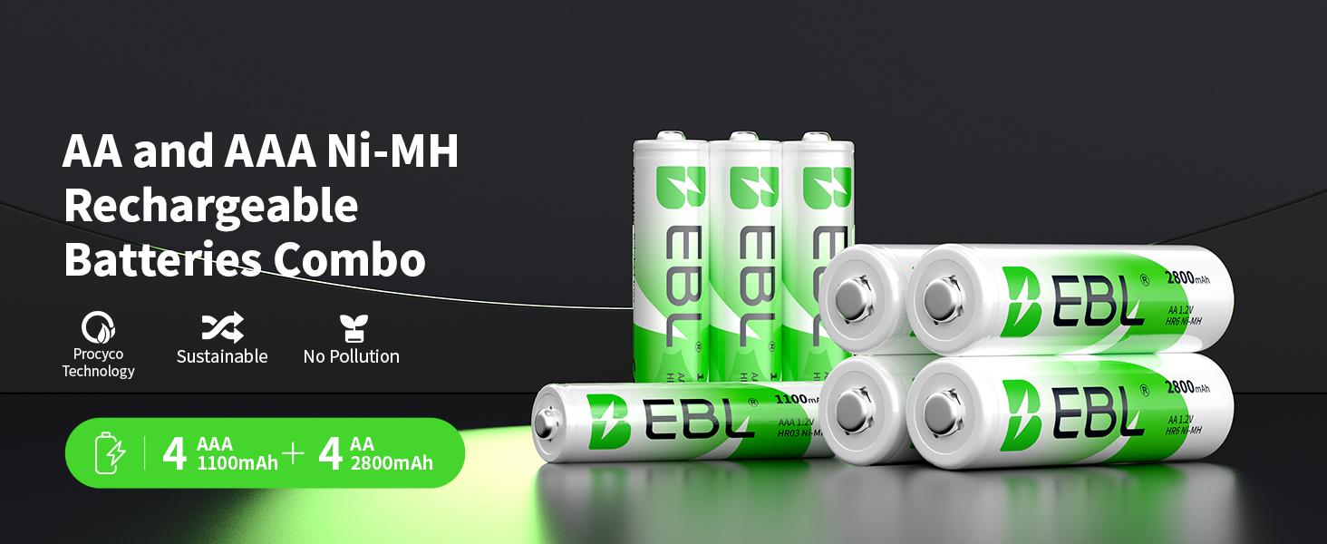 EBL Ni-MH AA AAA Rechargeable Batteries Combo EBL Ni-MH AA AAA Rechargeable Batteries Combo