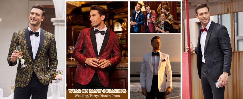 COOFANDY Men's Jacket Floral Tuxedo Jacket Paisley Shawl Lapel Suit Blazer Jacket for Dinner Prom Wedding Gift Ideas