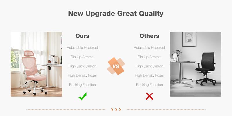 【Super Sale】Computer Desk Chair, Ergonomic High-Back Mesh Rolling Work Chairs with Wheels and Adjustable Headrests, Lumbar Support, Flip-up Arms