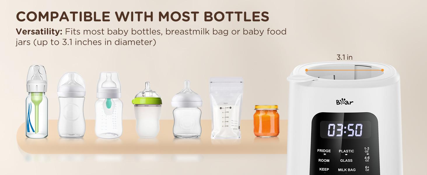 Bear Baby Bottle Warmer, Milk Warmer Breastmilk Bag Formula Fast Warming for New Born Baby Bottles, 6 Oz with Time Temp Control Automatic Shut Off at Home Use