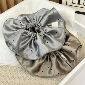 a set of two,Double-Layered Polka Dot Scrunchie – Korean Fashionable & Elegant Commuter Hair Tie for Women