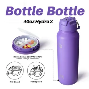 BOTTLE BOTTLE 40oz Insulated Water Bottle with Straw Sport Stainless Steel Water Bottle with Handle Lid Outdoor Sports Bottle with straw and pills holder Vacuumflask Men gifts