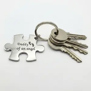 Mommy and Daddy of an Angel Keychains Memorial Puzzle Keyring for Infant Lost Stainless Steel Sympathy Gifts