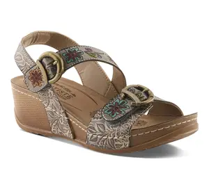 L'Artiste by Spring Step Leather Wedge Sandals - Gottaget