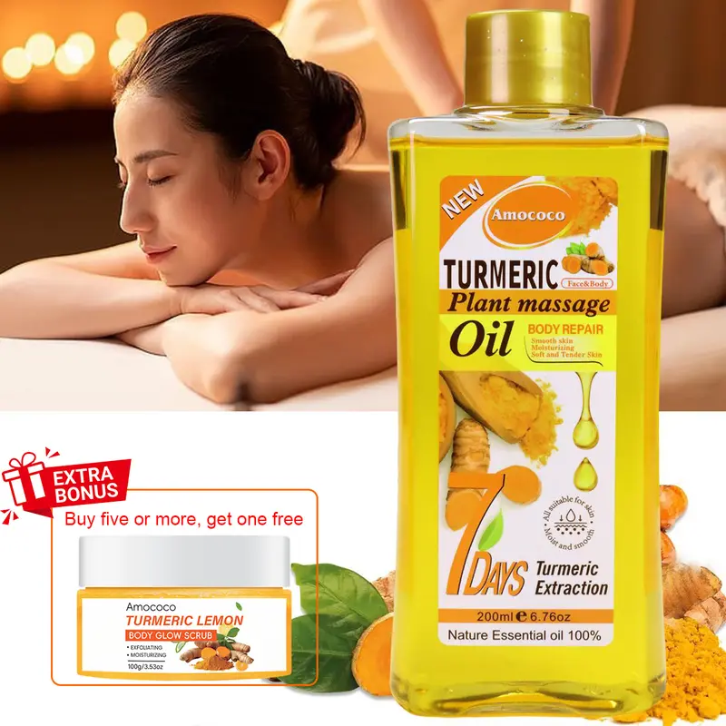 Turmeric Honey Plant Cosmetic Body & Massage Oil - Hydrating Moisturizer for Adults, All Skin Types, Winter Warmth, Nourishing Antioxidant Formula, 7-Day Softening Enhancement, 6.0-8.9 fl oz (200 ml), 24-Month Shelf Life