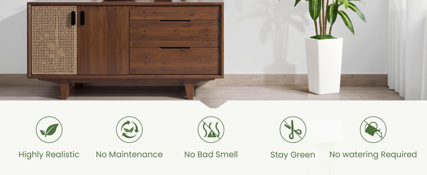 SHareconn Artificial Dracaena Fake Tree 4/5/6FT, White High Pot Artificial Plants Indoor&OutSdoor, Fake Plants for Office/Home/Living Room Potted Decoration, 5ft