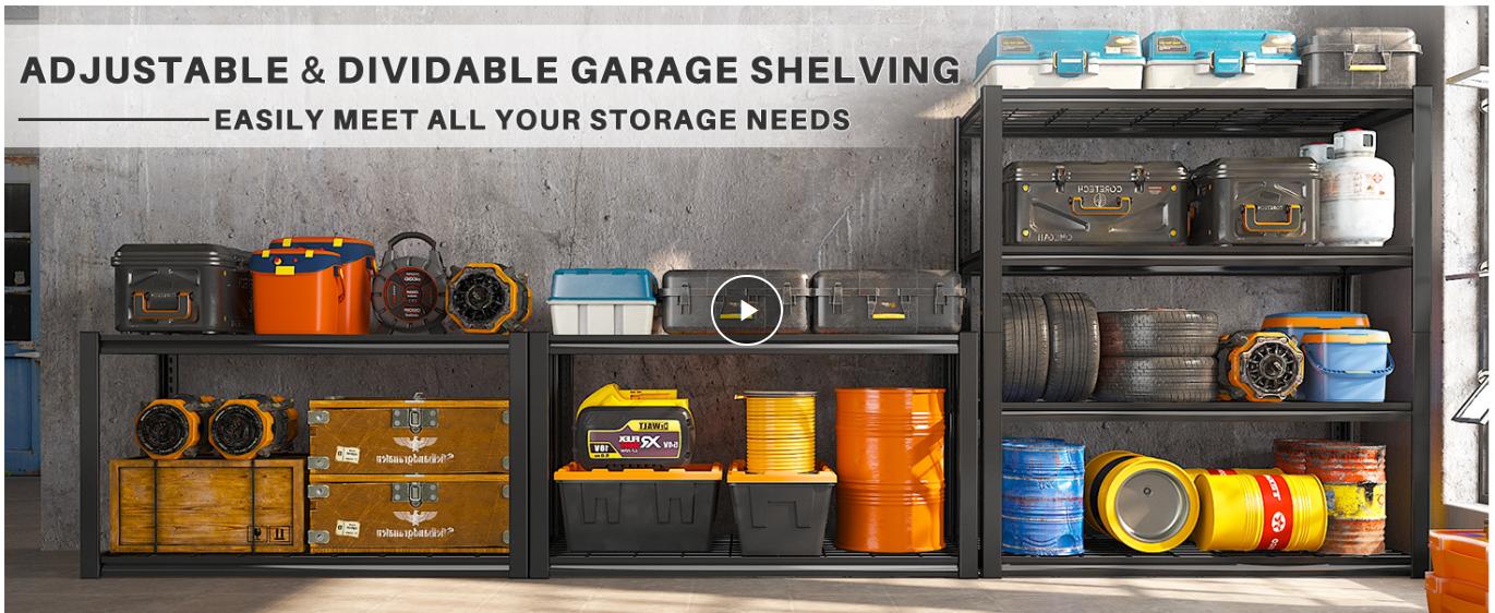 Raybee Furniture 4/5-Layer Heavy Duty 2240LBS-2550LBS Garage Storage Shelves, Adjustable Metal Shelving for Garage,Basement,Pantry Raybee Furniture 4/5-Layer Heavy Duty 2240LBS-2550LBS Garage Storage Shelves, Adjustable Metal Shelving for Garage,Basement,Pantry
