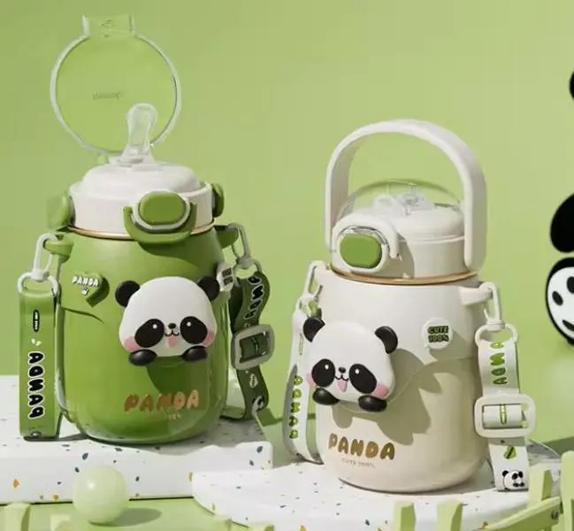 700ml Kids Stainless Steel Insulated Water Bottle With Straw – Cute Panda Design