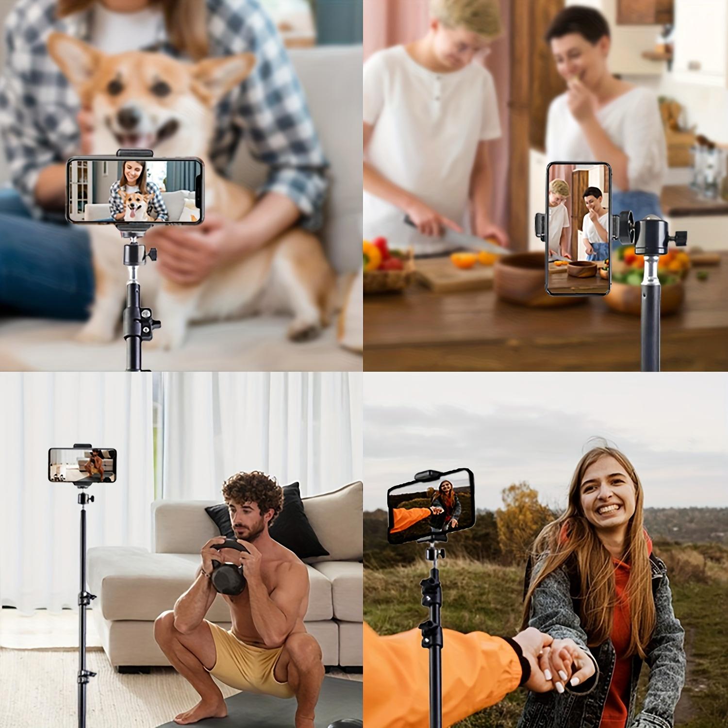 63 Inch Extendable Photography Tripod, Portable Tripod with 1/4 Screw, 1.6M Detachable Phone Tripod for Cell Phone Photography, Video Recording, Live Streaming aluminum travel tripod#springbreak